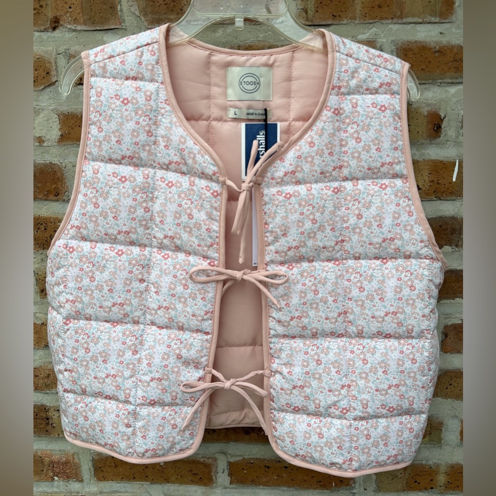 Stoosh Peach Floral Quilted Vest